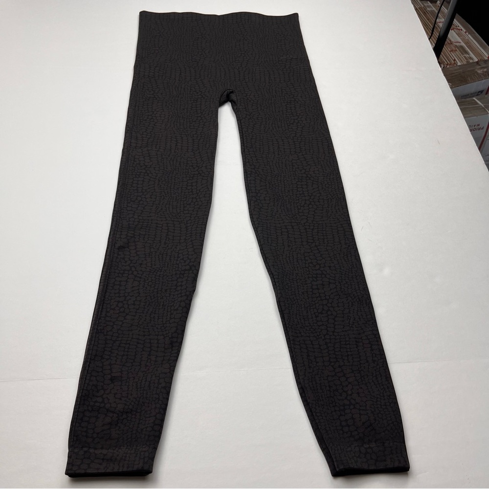 Spanx Womens Size XL Brown Animal Reptile Print Leggings Stretch High Waist